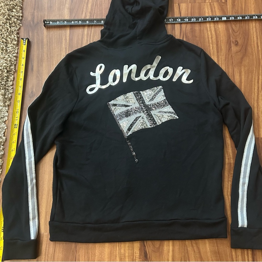 NWOT🇬🇧 PINK Victoria's Secret Sequin Union Jack British flag London Hoodie